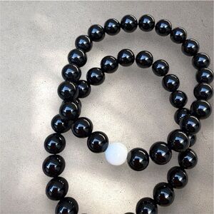 2 Black Agate Bracelet Brazilian Authentic Natural Gemstones 8mm Bracelets